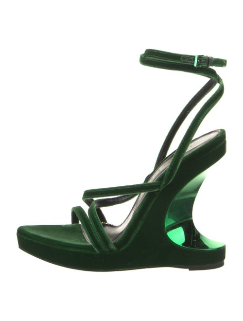 Tom Ford Velvet Leather Trim Embellishment Slingback Sandals