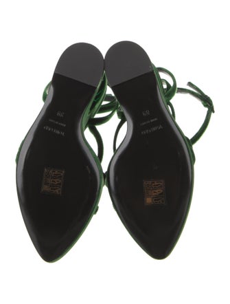 Tom Ford Velvet Leather Trim Embellishment Slingback Sandals