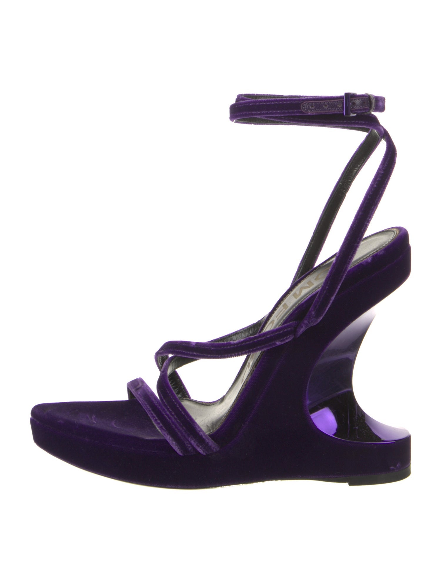 Tom Ford Velvet Leather Trim Embellishment Slingback Sandals