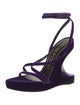 Tom Ford Velvet Leather Trim Embellishment Slingback Sandals