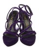Tom Ford Velvet Leather Trim Embellishment Slingback Sandals