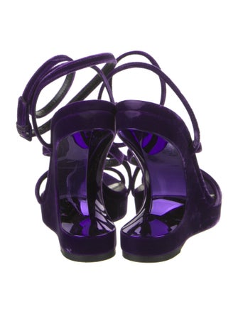 Tom Ford Velvet Leather Trim Embellishment Slingback Sandals