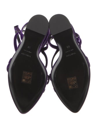 Tom Ford Velvet Leather Trim Embellishment Slingback Sandals