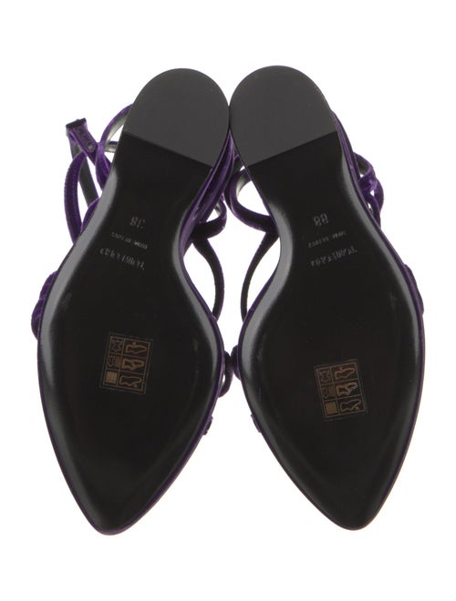 Tom Ford Velvet Leather Trim Embellishment Slingback Sandals