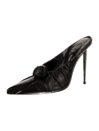 Tom Ford Leather Pleated Accents Mules