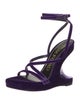 Tom Ford Velvet Leather Trim Embellishment Slingback Sandals