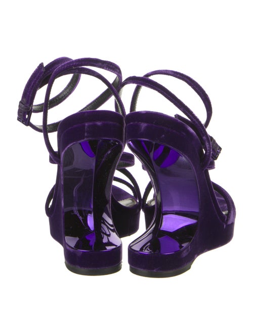 Tom Ford Velvet Leather Trim Embellishment Slingback Sandals