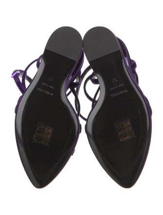 Tom Ford Velvet Leather Trim Embellishment Slingback Sandals