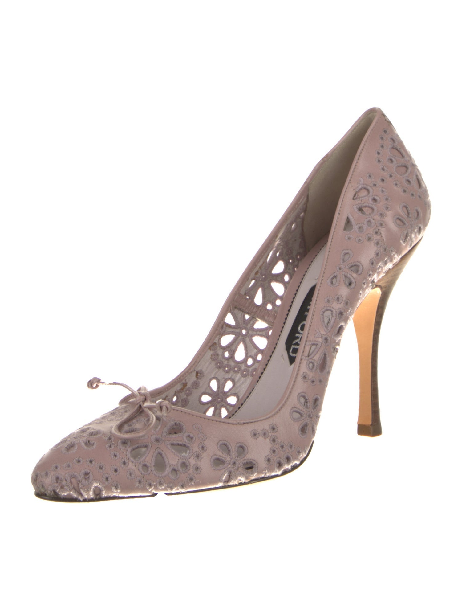 Tom Ford Leather Embroidered Accent Pumps