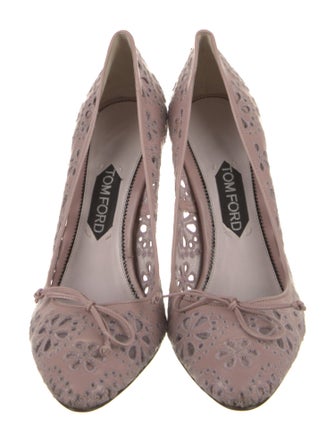 Tom Ford Leather Embroidered Accent Pumps