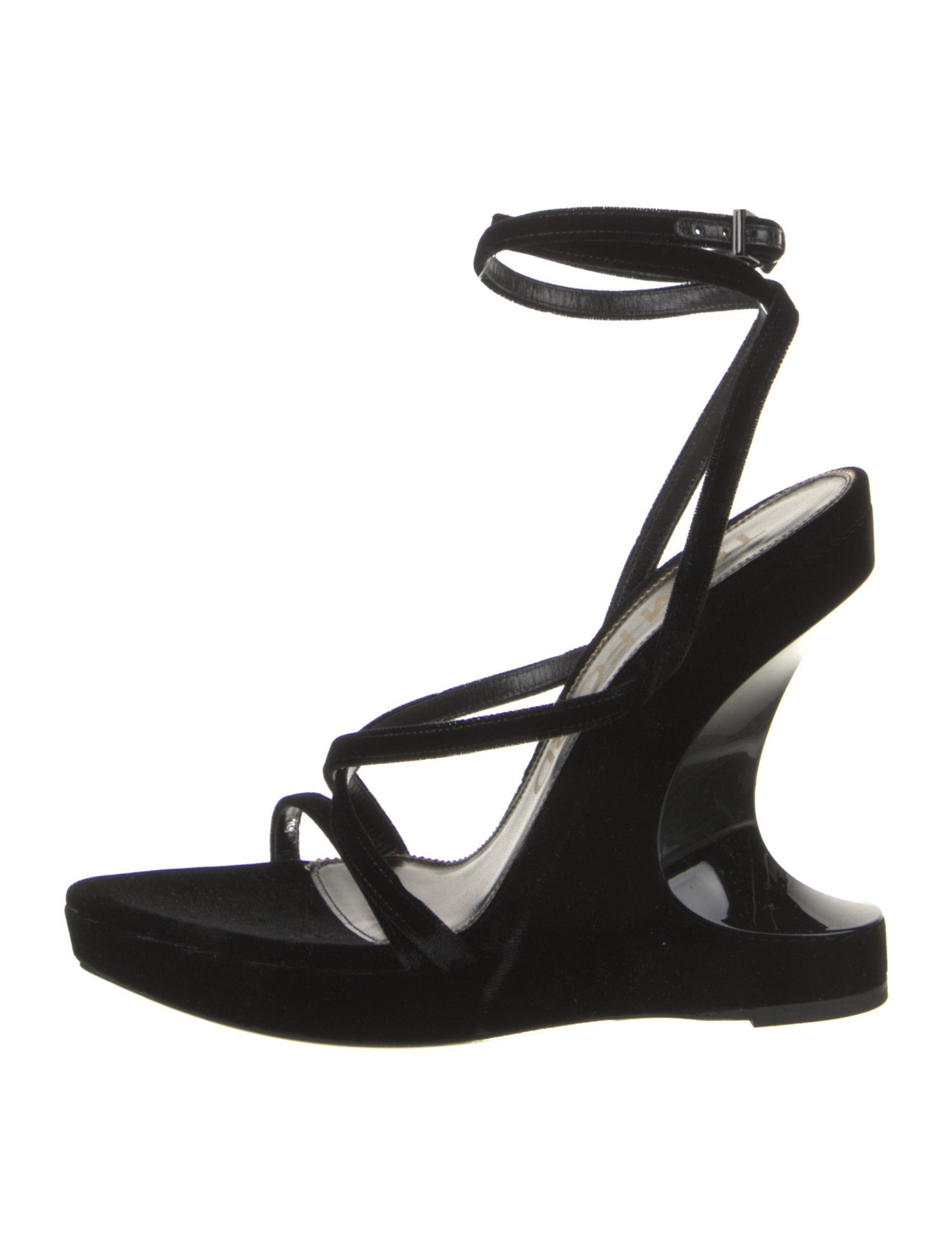 Tom Ford Velvet Leather Trim Embellishment Slingback Sandals
