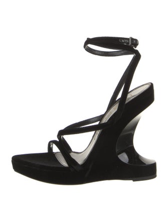 Tom Ford Velvet Leather Trim Embellishment Slingback Sandals