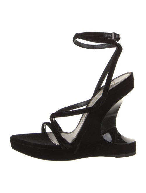 Tom Ford Velvet Leather Trim Embellishment Slingback Sandals