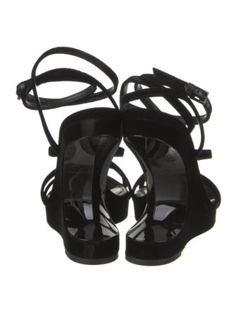 Tom Ford Velvet Leather Trim Embellishment Slingback Sandals