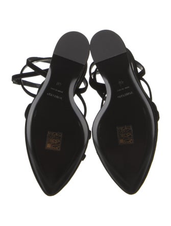 Tom Ford Velvet Leather Trim Embellishment Slingback Sandals