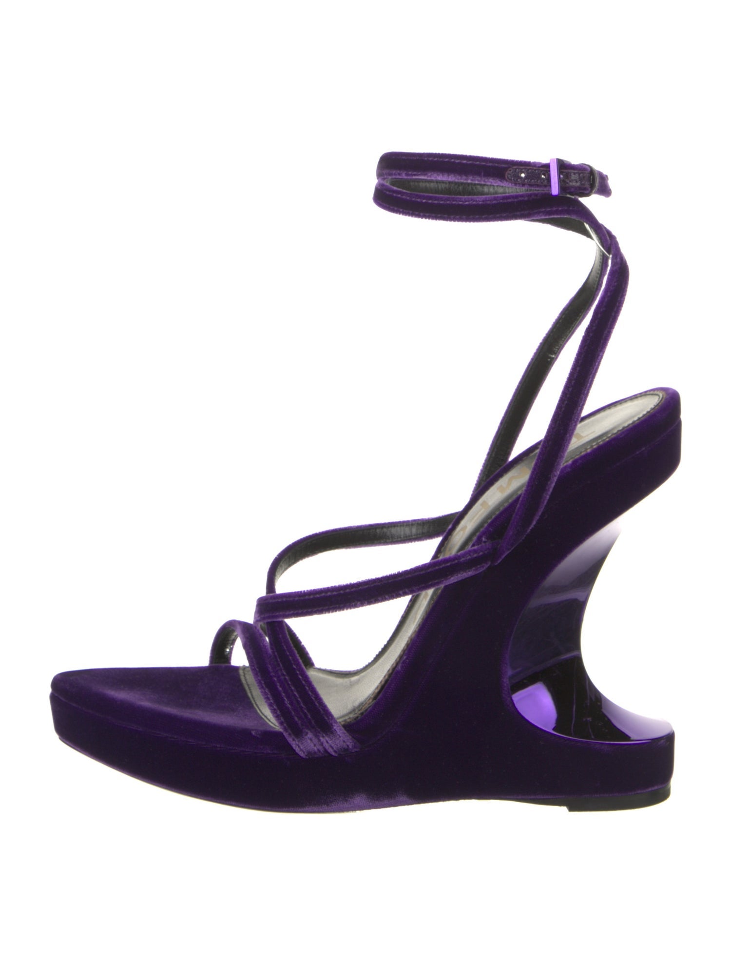 Tom Ford Velvet Leather Trim Embellishment Slingback Sandals