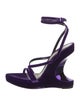 Tom Ford Velvet Leather Trim Embellishment Slingback Sandals