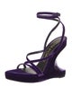 Tom Ford Velvet Leather Trim Embellishment Slingback Sandals