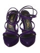 Tom Ford Velvet Leather Trim Embellishment Slingback Sandals