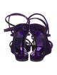 Tom Ford Velvet Leather Trim Embellishment Slingback Sandals