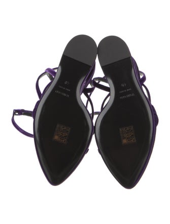 Tom Ford Velvet Leather Trim Embellishment Slingback Sandals