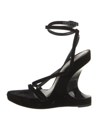 Tom Ford Velvet Leather Trim Embellishment Gladiator Sandals