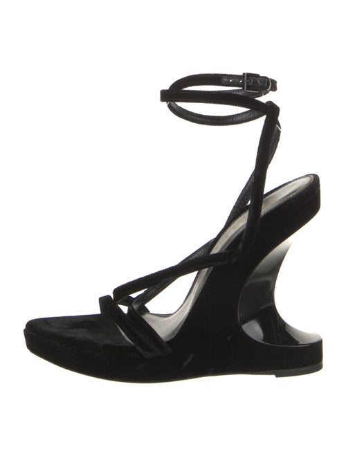 Tom Ford Velvet Leather Trim Embellishment Gladiator Sandals