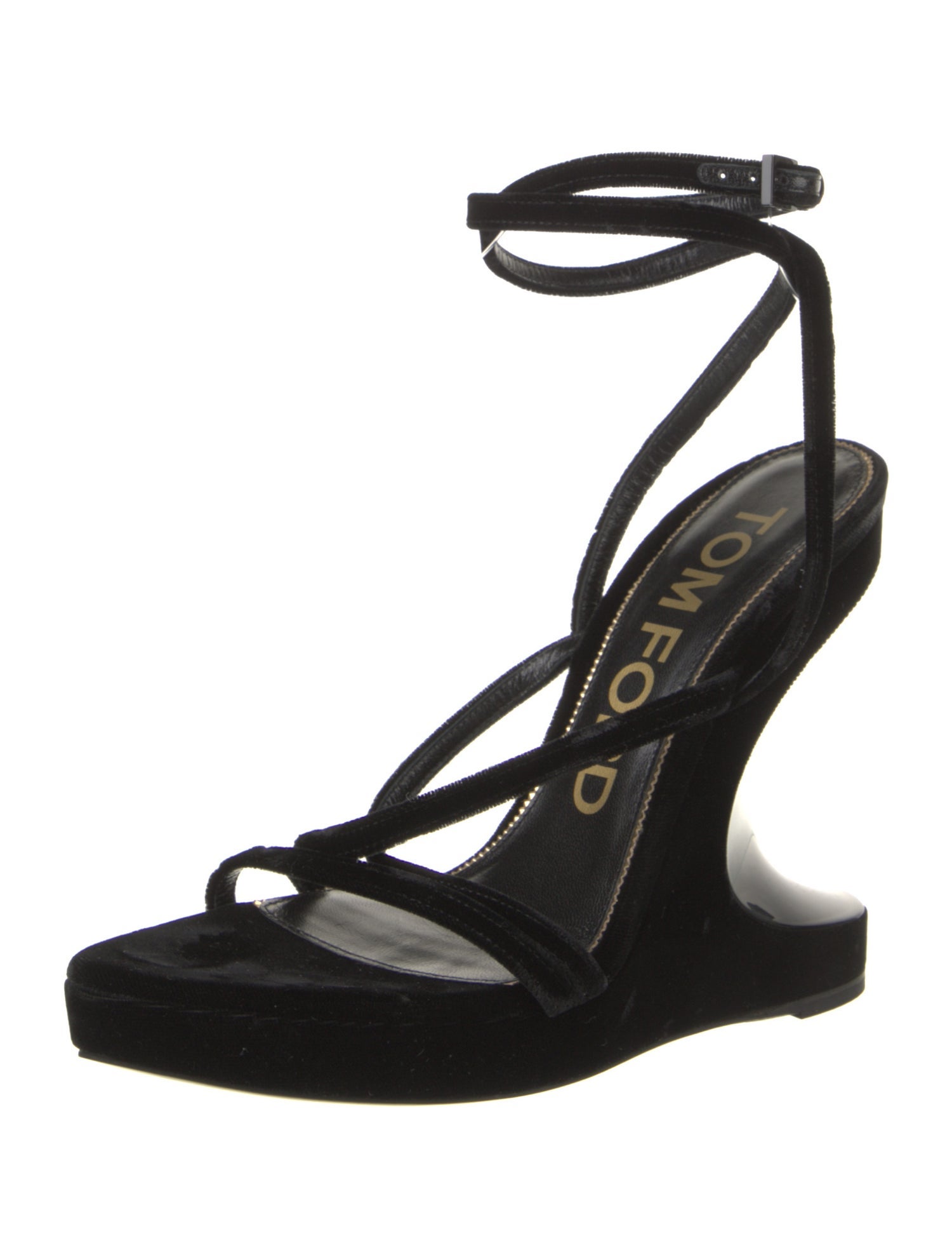 Tom Ford Velvet Leather Trim Embellishment Gladiator Sandals