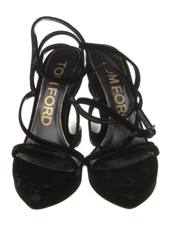 Tom Ford Velvet Leather Trim Embellishment Gladiator Sandals