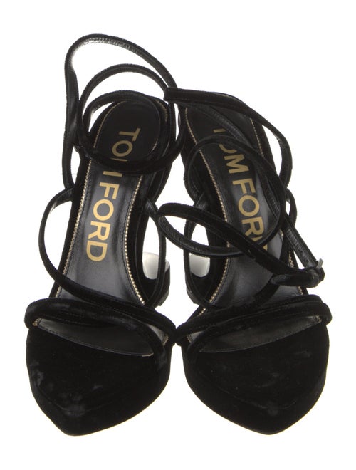 Tom Ford Velvet Leather Trim Embellishment Gladiator Sandals