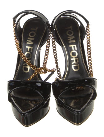 Tom Ford Patent Leather Chain-Link Accents Sandals