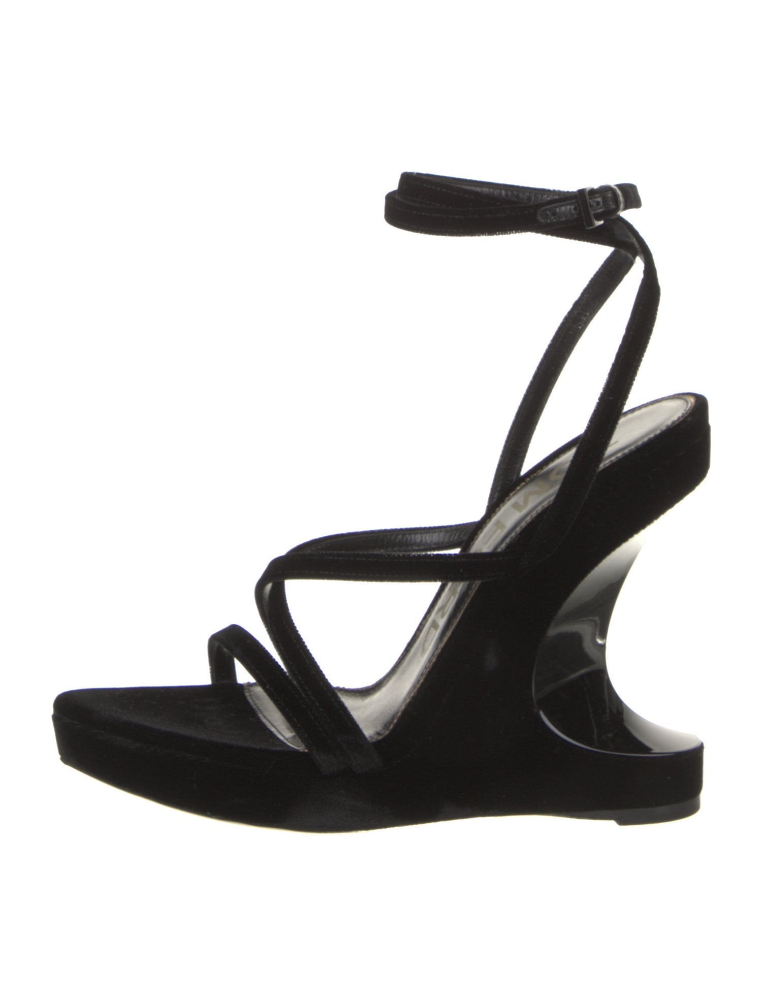 Tom Ford Velvet Leather Trim Embellishment Slingback Sandals