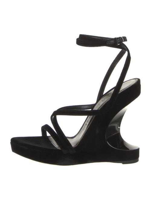 Tom Ford Velvet Leather Trim Embellishment Slingback Sandals