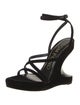 Tom Ford Velvet Leather Trim Embellishment Slingback Sandals