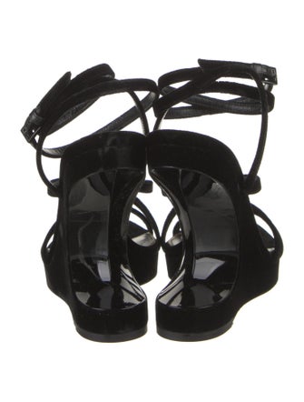 Tom Ford Velvet Leather Trim Embellishment Slingback Sandals