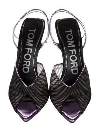 Tom Ford Mesh Lace Pattern Slingback Sandals