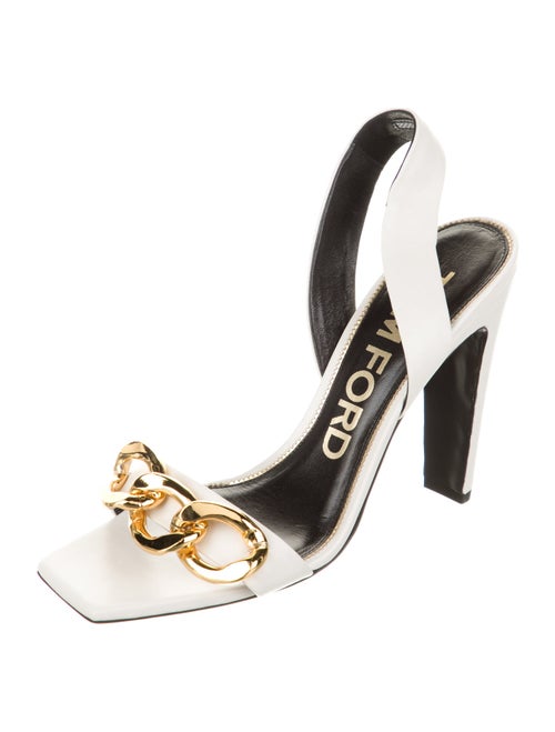 Tom Ford Leather Chain-Link Accents Slingback Sandals