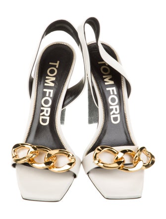 Tom Ford Leather Chain-Link Accents Slingback Sandals