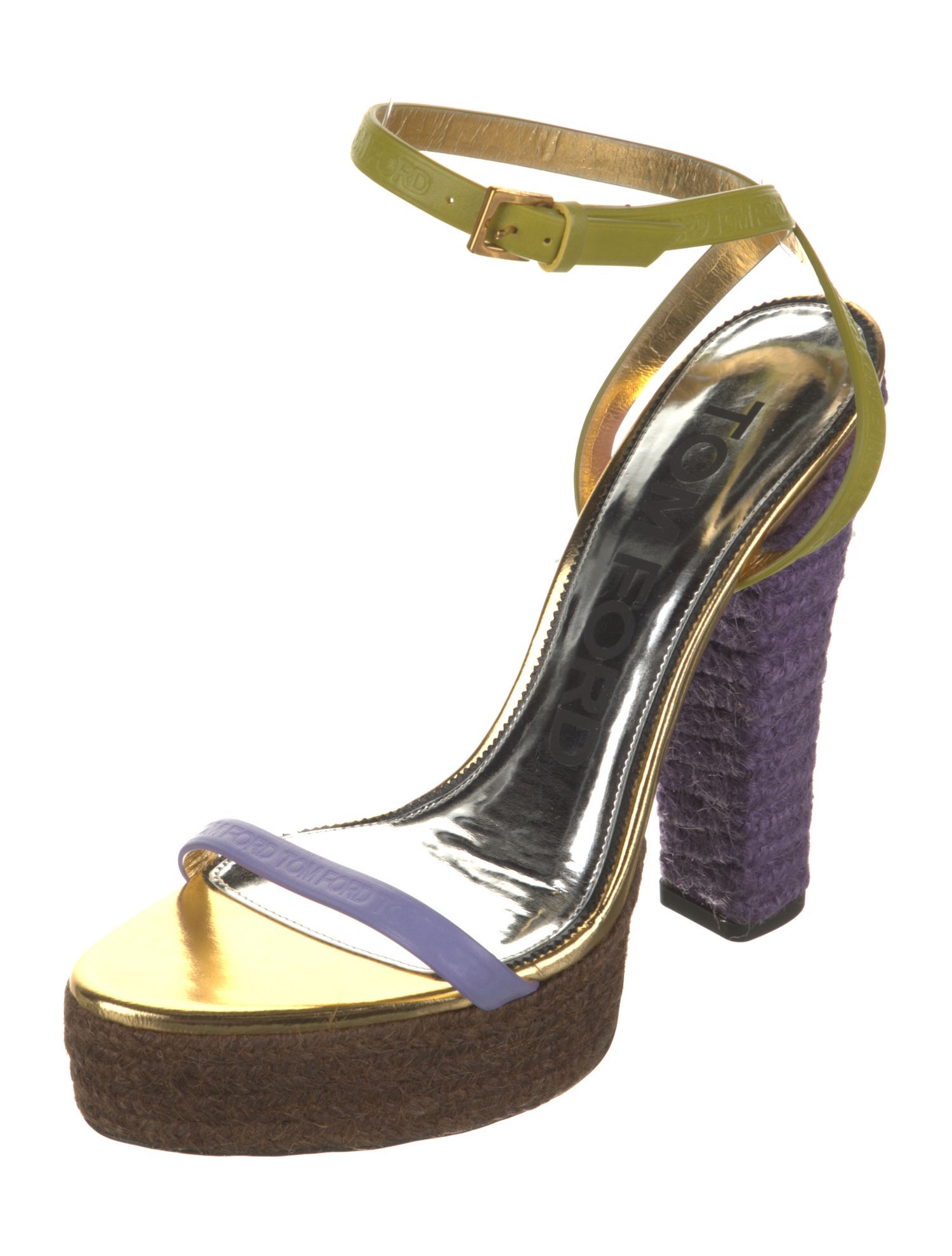 Tom Ford Leather Colorblock Pattern Espadrilles