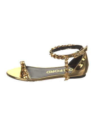 Tom Ford Patent Leather Chain-Link Accents Sandals