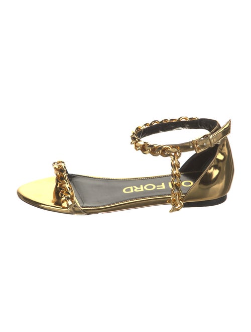Tom Ford Patent Leather Chain-Link Accents Sandals