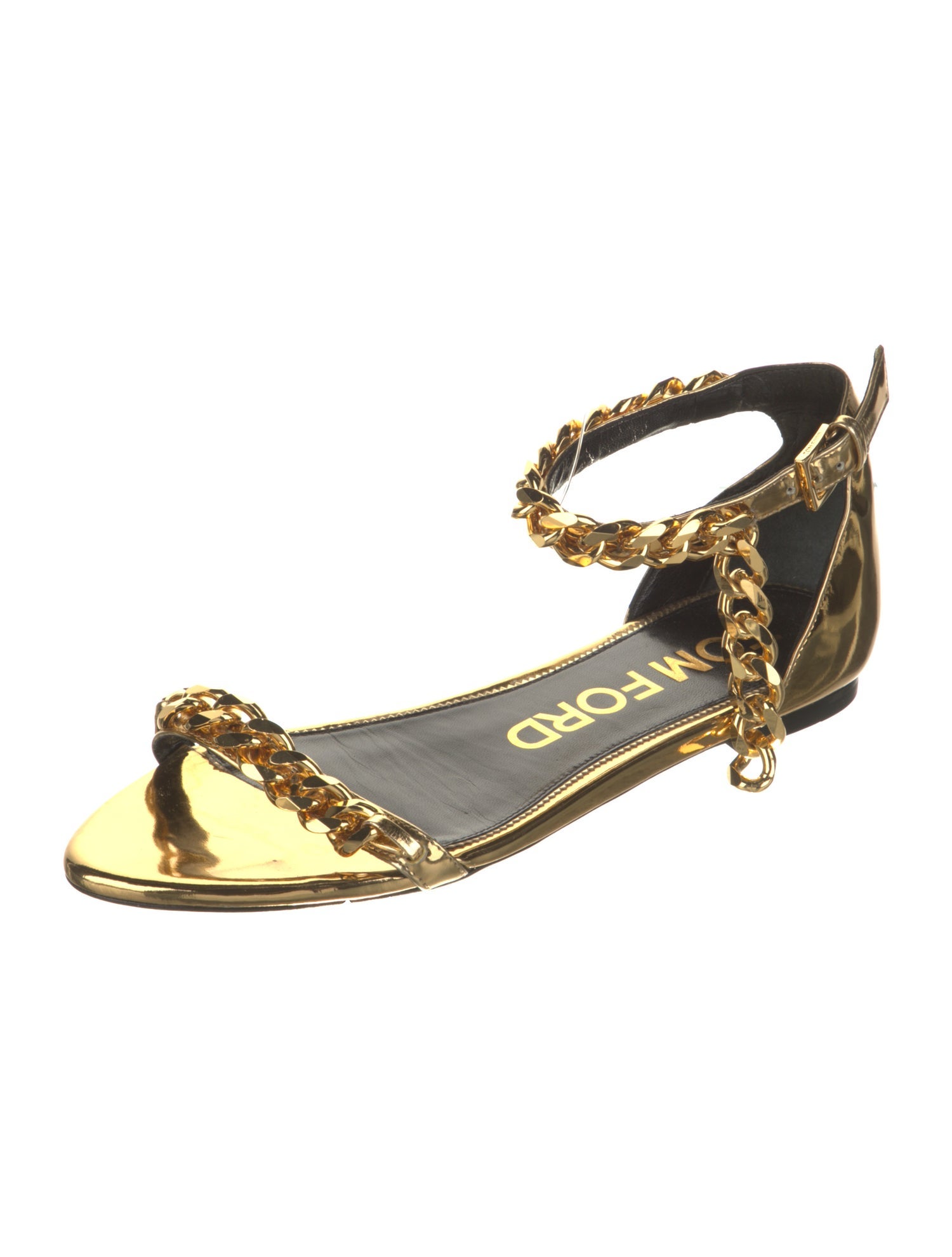 Tom Ford Patent Leather Chain-Link Accents Sandals