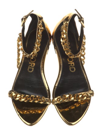 Tom Ford Patent Leather Chain-Link Accents Sandals