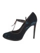 Tom Ford Velvet Leather Trim Embellishment T-Strap Pumps