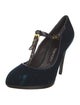 Tom Ford Velvet Leather Trim Embellishment T-Strap Pumps