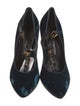 Tom Ford Velvet Leather Trim Embellishment T-Strap Pumps