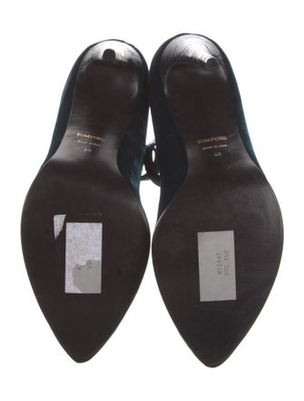 Tom Ford Velvet Leather Trim Embellishment T-Strap Pumps