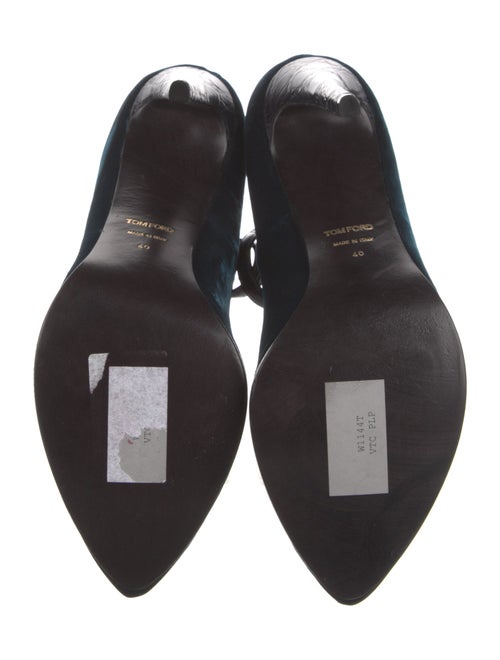 Tom Ford Velvet Leather Trim Embellishment T-Strap Pumps