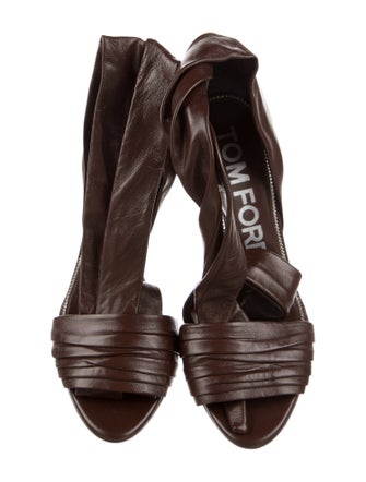 Tom Ford Leather Pleated Accents Gladiator Sandals