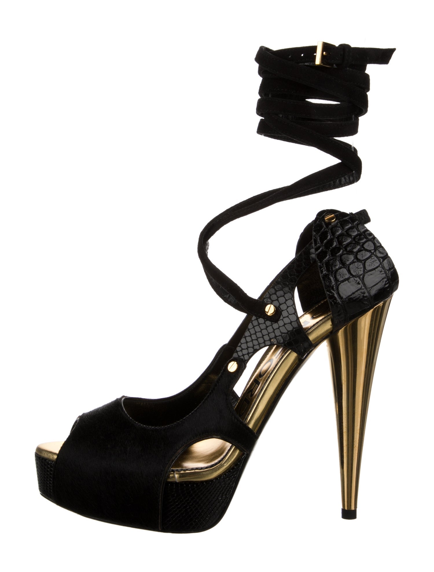 Tom Ford Ponyhair Cutout Accent Gladiator Sandals
